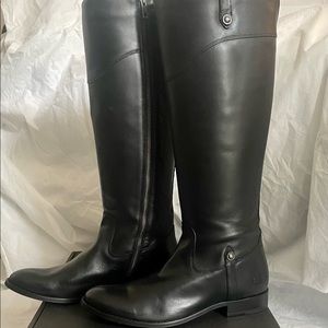 FRYE Melissa Tab-top Tall Black Leather boots